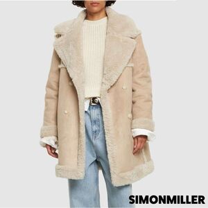 Simon Miller **NWT** Midi Jetz Faux-Fur Shearling Coat in Milk (Beige/Cream)